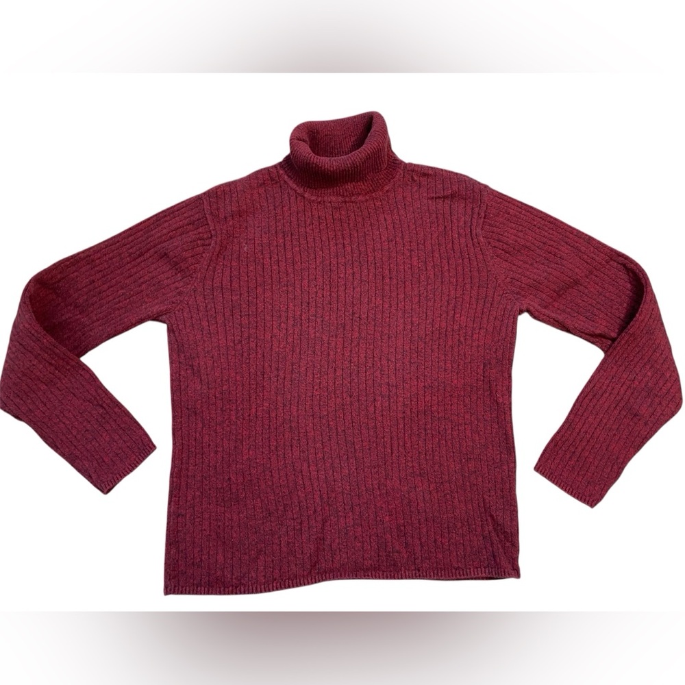 Vintage Talbots Marled Maroon and Black Turtleneck Long Sleeve Sweater